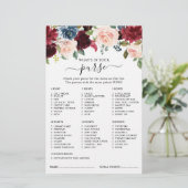 Papier Burgundy Navy Blush Fête des mariées Jeu (Debout devant)