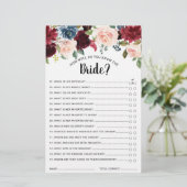 Papier Burgundy Navy Blush Fête des mariées Jeu (Debout devant)