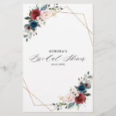 Papier Burgundy Navy Blush Floral Fête des mariées Consei (Dos)