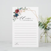 Papier Burgundy Navy Blush Floral Fête des mariées Consei (Debout devant)