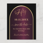 Papier Burgundy noire 50e anniversaire enregistrer la car (Devant)