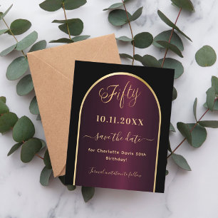 Papier Burgundy noire 50e anniversaire enregistrer la car