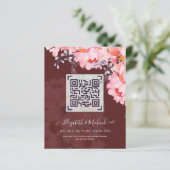 Papier Burgundy QR SCANNING CODE Mariage Site Web Invitat (Debout devant)