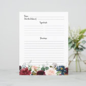 Papier Burgundy Red Navy Blush Fête des mariées Recette (Debout devant)