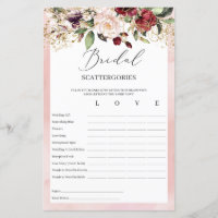 Burgundy rose pâle floral rayures nuptiales