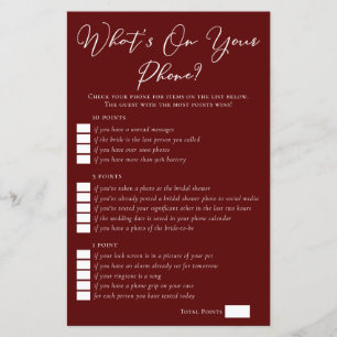 Papier Burgundy What's On Your Phone Fête des mariées Gam