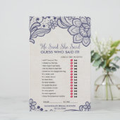 Papier Burlap and Navy Lace "He Said She Said" Jeu (Debout devant)