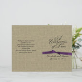 Papier Burlap et Purple Bow Wedding Program (Debout devant)