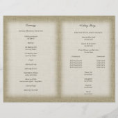 Papier Burlap et Purple Bow Wedding Program (Dos)
