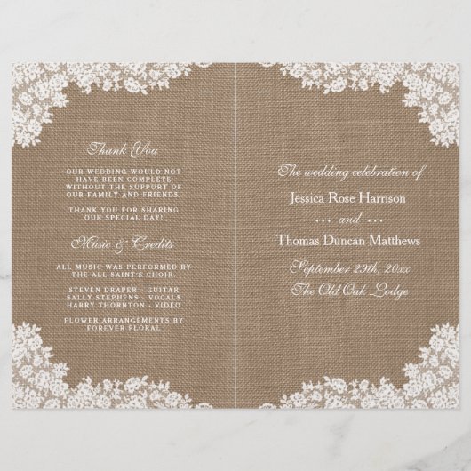 Papier Burlap Rustique et collection Vintage de dentelle (Devant)