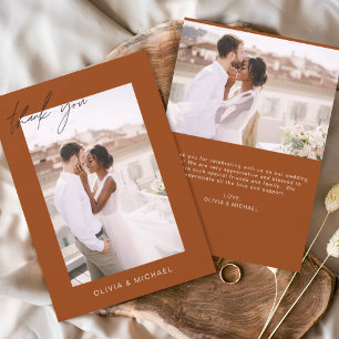Papier Burnt Orange Budget Wedding Photo Thank You Cards