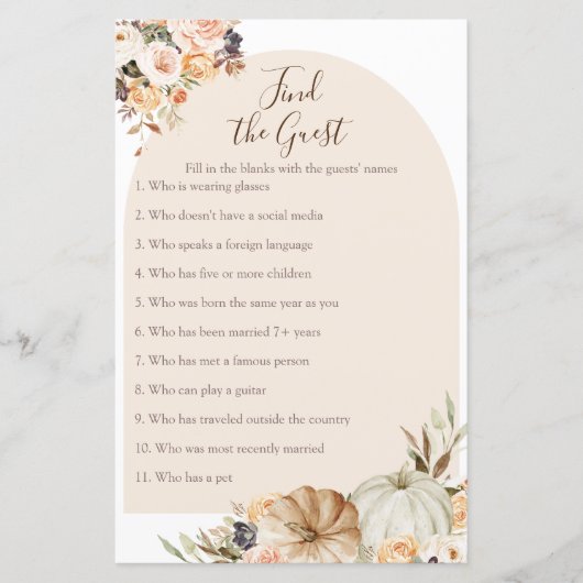 Papier Burnt Orange Citrouille Rustic Trouver le jeu Invi (Devant)