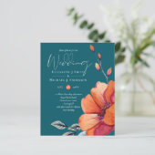 Papier Burnt Orange et Noir Mariage Turquoise Invite BUDG (Debout devant)