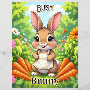 Papier Busy Bunny Jolie illustration de nursery pour en