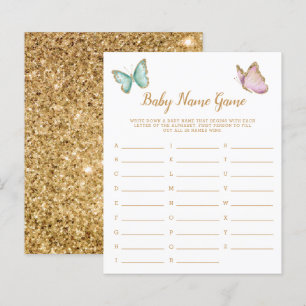 Papier Butterfly Garden Gold Nom de bébé Jeu de douche