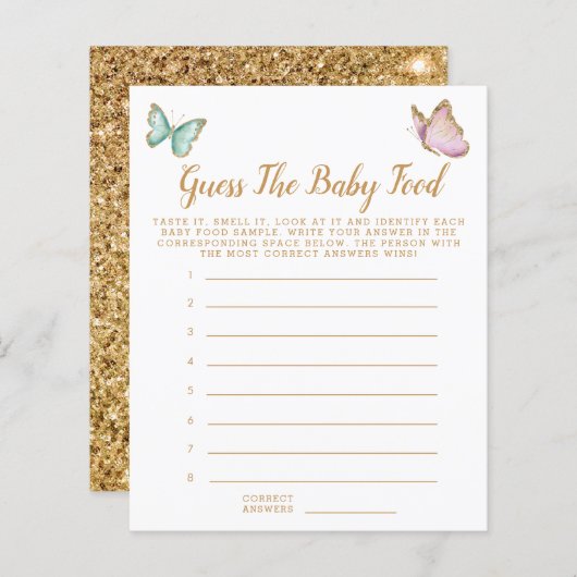 Papier Butterfly Guess The Baby Food Douche Jeu (Devant / Derrière)