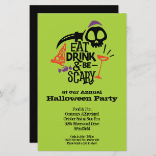 Papier Buvez et soyez effrayant Budget Halloween Invitati