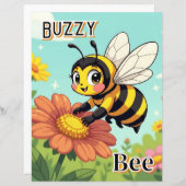Papier Buzzy Bee | Mignonne illustration pour la nurserie (Devant / Derrière)