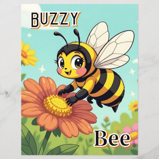 Papier Buzzy Bee | Mignonne illustration pour la nurserie (Devant)