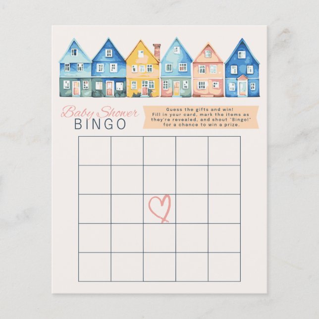 Papier "Ça prend un village" Baby shower Bingo Jeu (Devant)