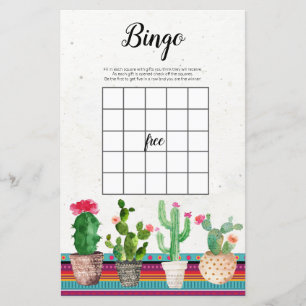 Papier Cactus Fiesta Aquarelle Jeu de Bingo