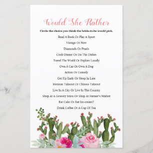 Papier CACTUS préférerait-elle Fête des mariées Game