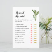 Papier Cactus Taco 'about Love Il a dit Elle a dit Game (Debout devant)