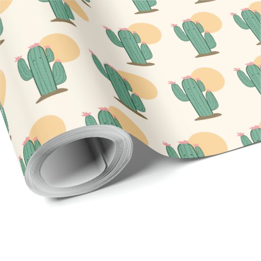 Papier Cactus Thème Cadeau Wrappingi (Coin rond)