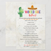 Papier CACTUS Would She Rather Jeu de Baby Shower (Devant / Derrière)