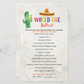 Papier CACTUS Would She Rather Jeu de Fête de Mariage (Devant / Derrière)