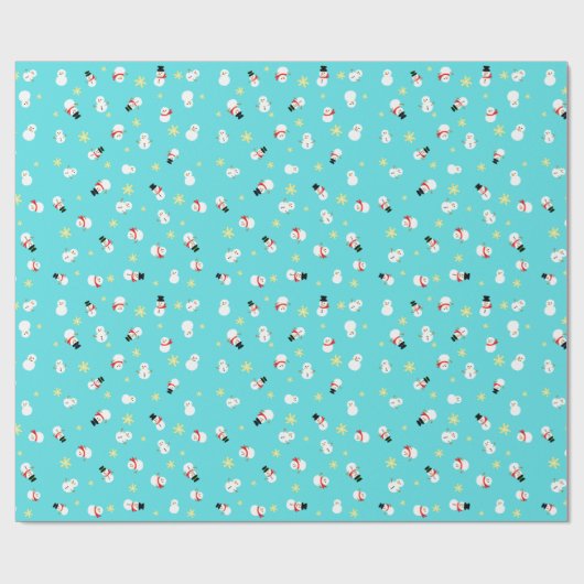 PAPIER CADEAU かわいいブルーのクリスマス スノーマン 子ども♡ (Plat)