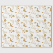 PAPIER CADEAU 縁起の良い金色の日本の鶴模様 (Plat)