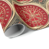 Papier Cadeau [100] Boussole runique magique d'or de Vegvisir - (Coin rond)