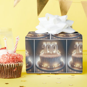 Papier Cadeau 100e Anniversaire Gâteau Avec Beaucoup De Bougies