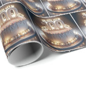 Papier Cadeau 100e Anniversaire Gâteau Avec Beaucoup De Bougies (Coin rond)