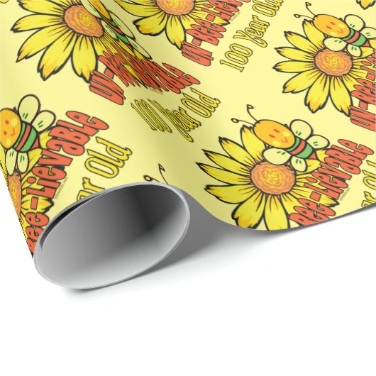 Papier Cadeau 100e anniversaire - Incroyable à 100 ans (Coin rond)