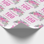 Papier Cadeau 100e anniversaire rose floral (Coin)