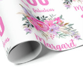 Papier Cadeau 100e anniversaire rose floral (Coin rond)