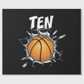 Papier Cadeau 10 ans Basketball Anniversaire Fête 10e Garçon (Plat)