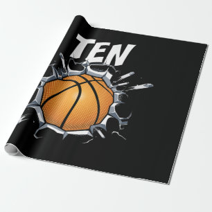 Papier Cadeau 10 ans Basketball Anniversaire Fête 10e Garçon