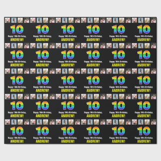 Papier Cadeau 10e anniversaire : Arc-en-ciel "10"; Photos person