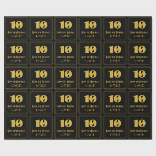 Papier Cadeau 10e anniversaire - Art Déco Inspiré Look "10" & No