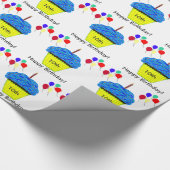 Papier Cadeau 10e anniversaire Blue Cupcake Ballons Personnalise (Coin)