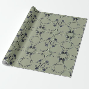 Papier Cadeau 10e anniversaire de la Mariage Coeurs Roses 