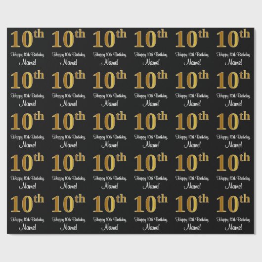 Papier Cadeau 10e anniversaire : Elégant luxe Faux Gold Look # (Plat)