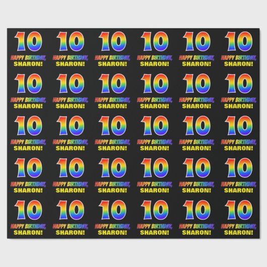 Papier Cadeau 10e anniversaire : Gras, Amusant, Simple, Arc-en-c (Couture)