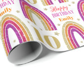 Papier Cadeau 10e anniversaire Parties scintillant rose Nom pers (Coin rond)