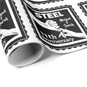 Papier Cadeau 11e anniversaire du mariage tenant la main (Coin rond)