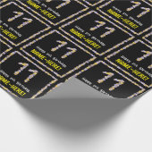 Papier Cadeau 11e anniversaire : Floral Flowers Numéro, Nom pers (Coin)