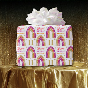 Papier Cadeau 11e anniversaire Parties scintillant rose Nom pers